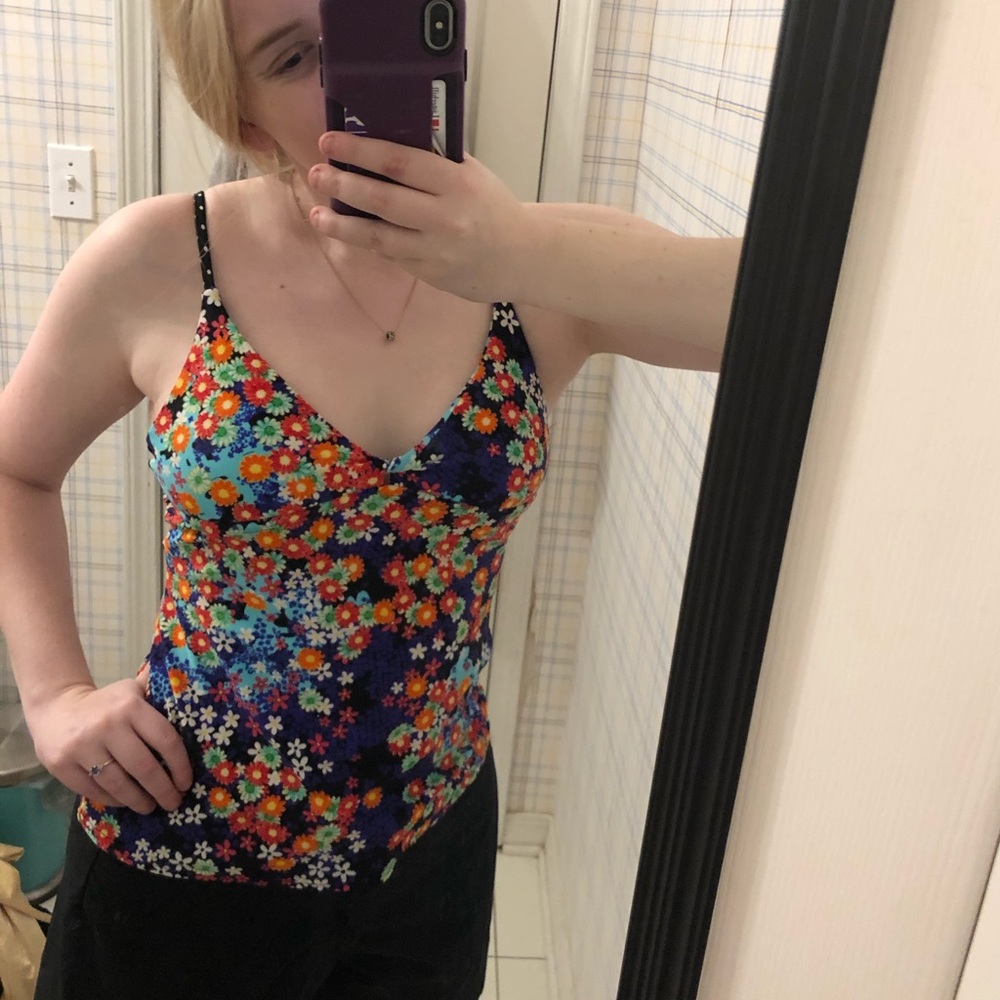 Flowered Tankini Swimsuit Top